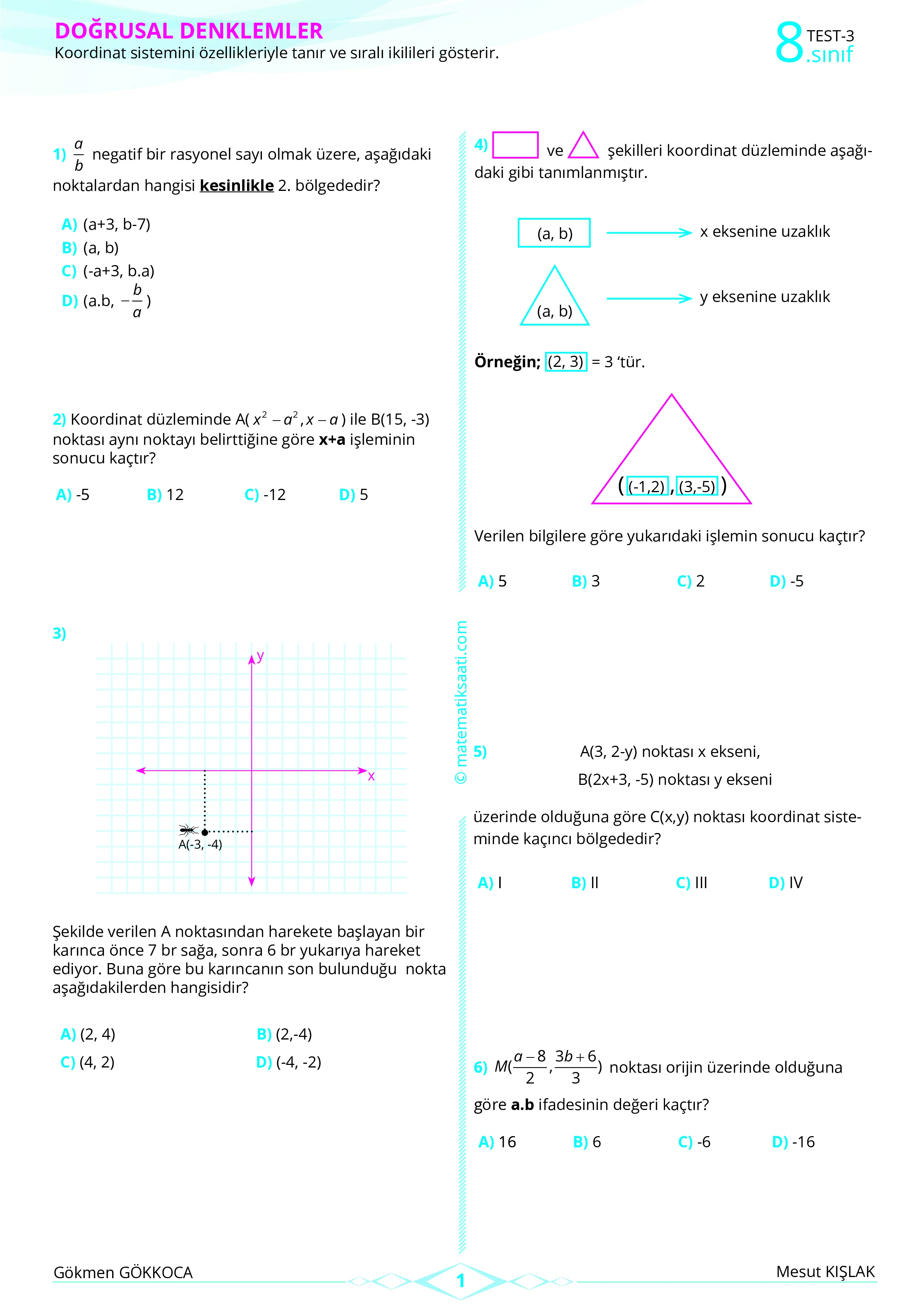 8. Sınıf Koordinat Sistemi - 1