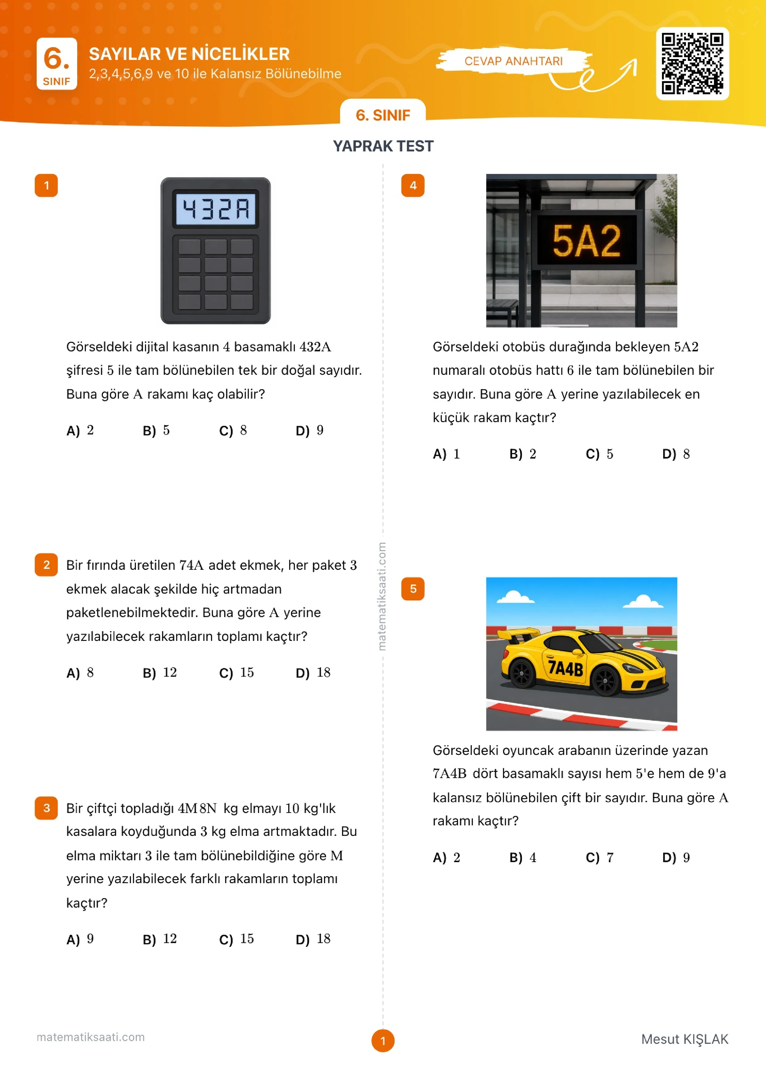 Kalansız Bölünebilme Yaprak Test