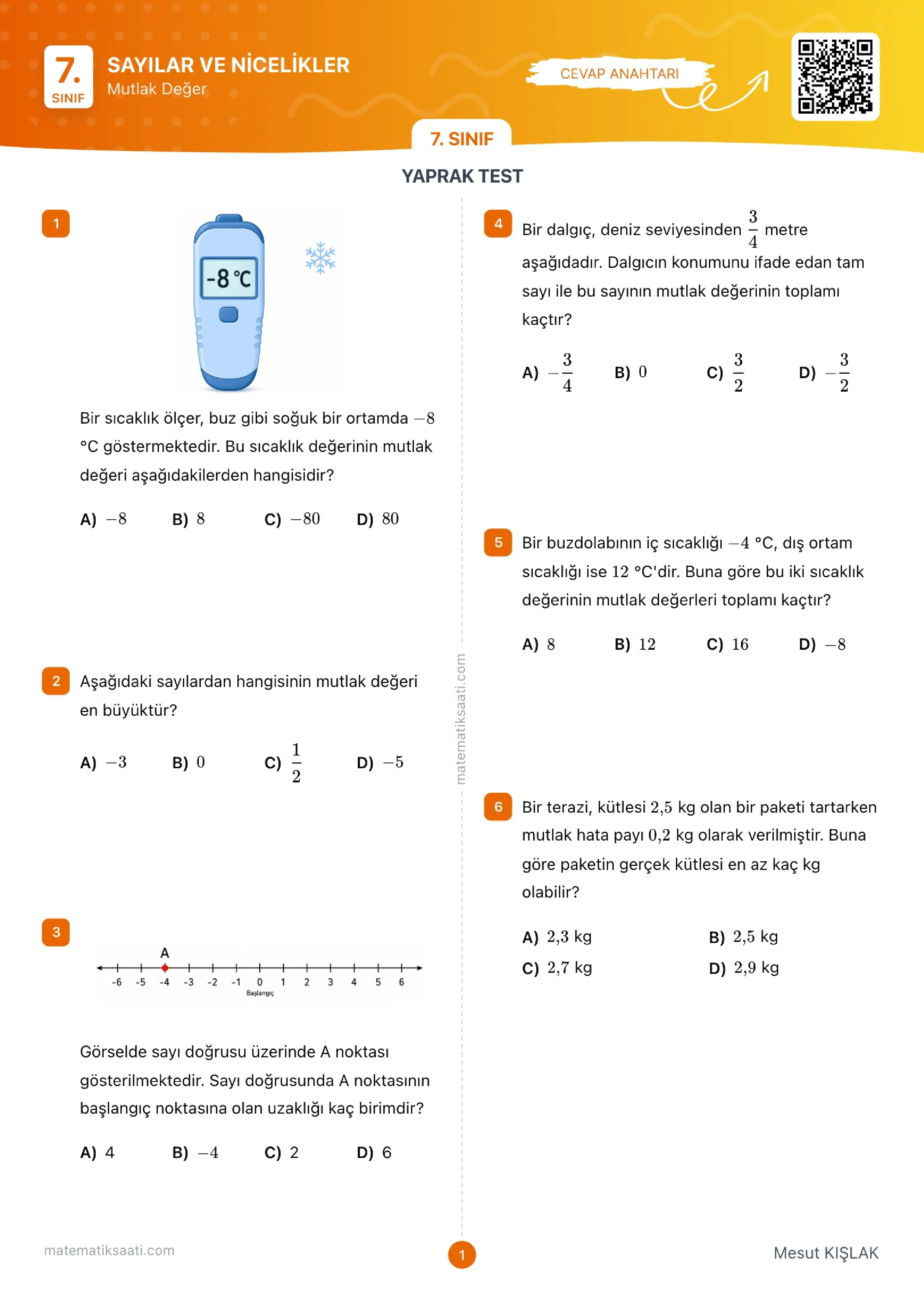 Mutlak Değer Yaprak Test